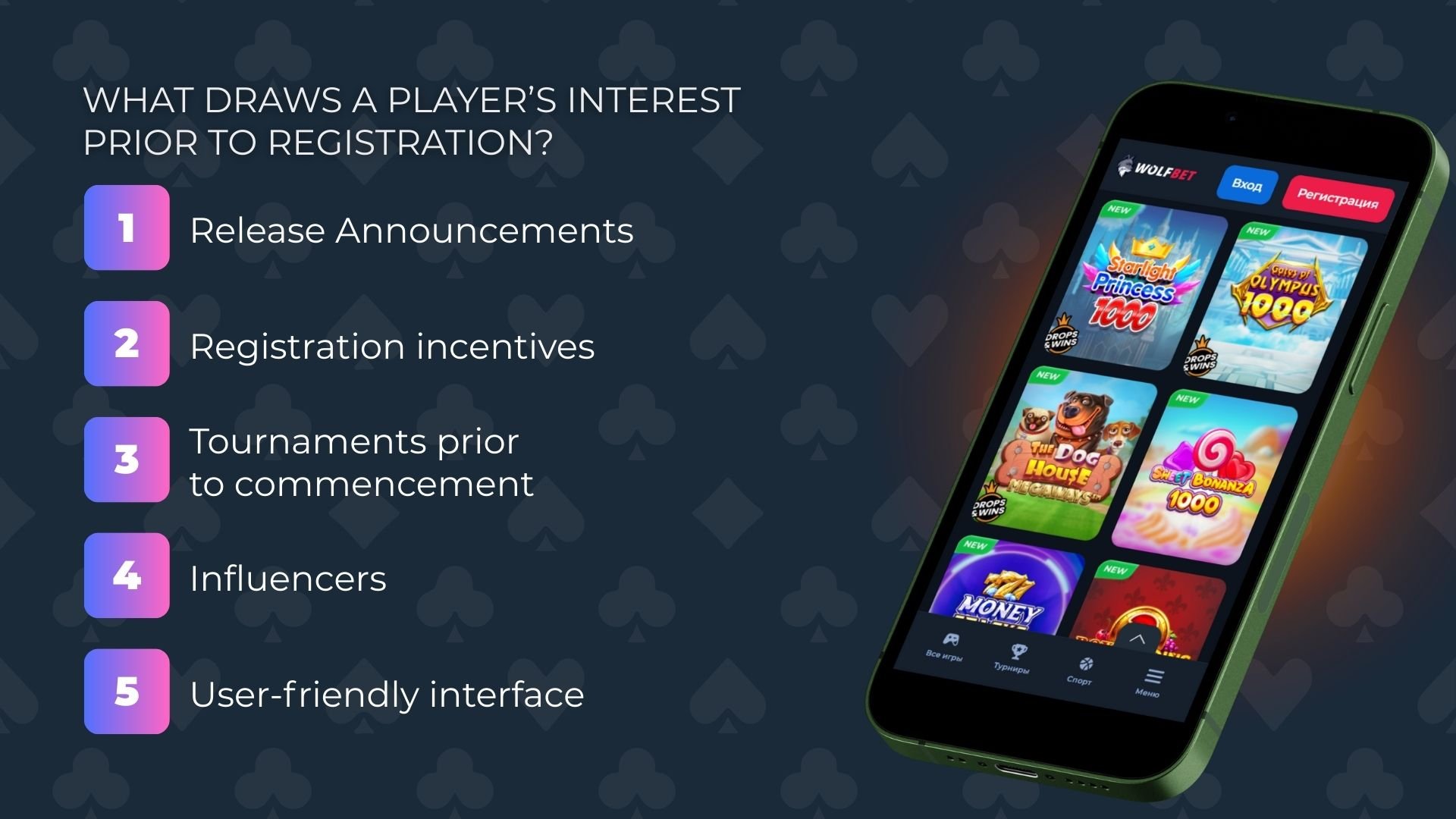 What draws a player’s interest prior to registration?
