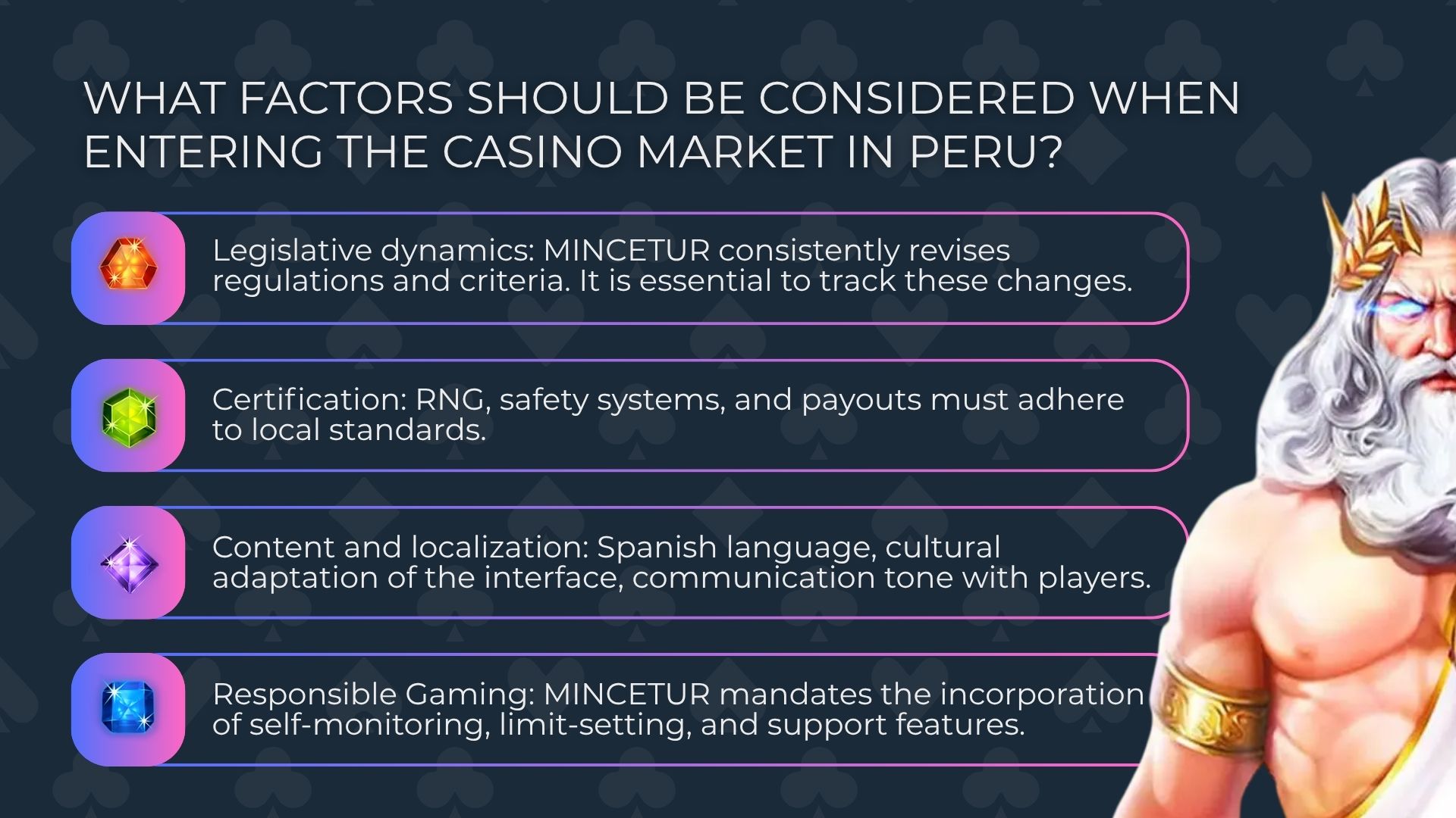 What factors should be considered when entering the casino market in Peru?