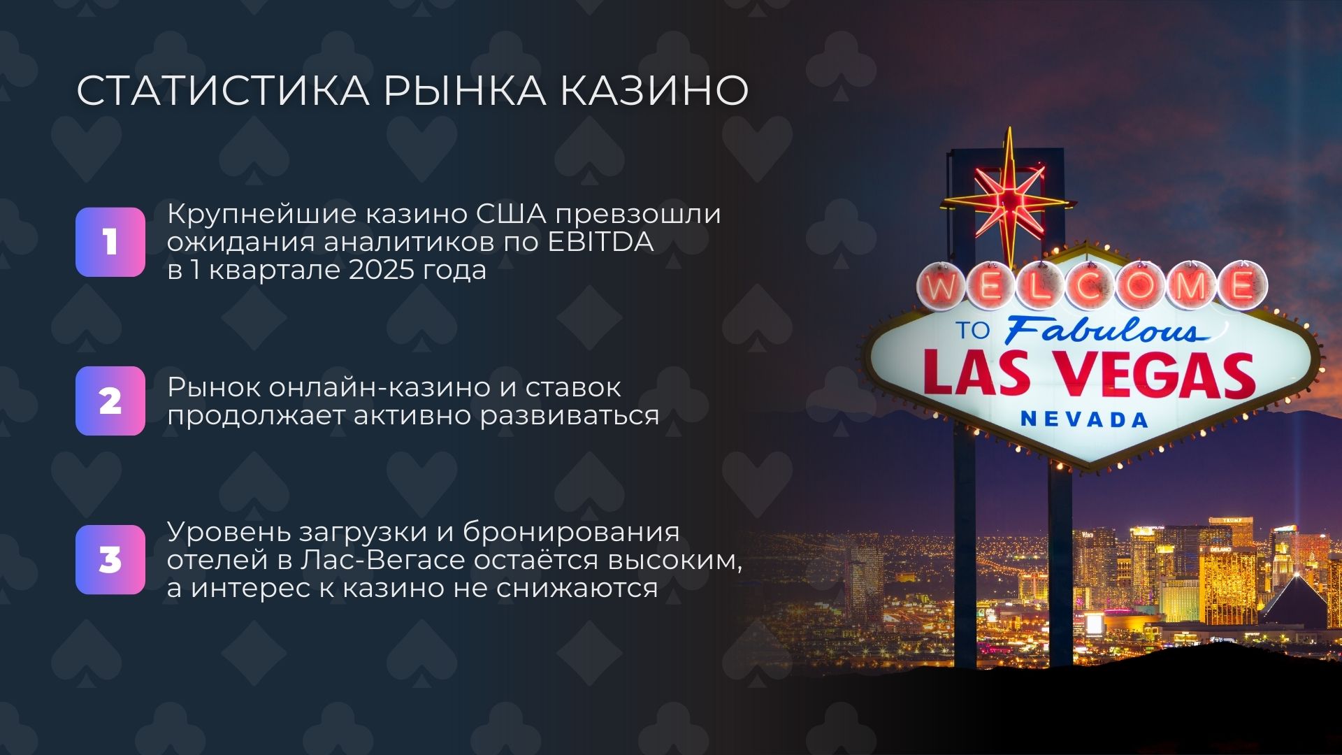 Информация о статистике рынка казино В США