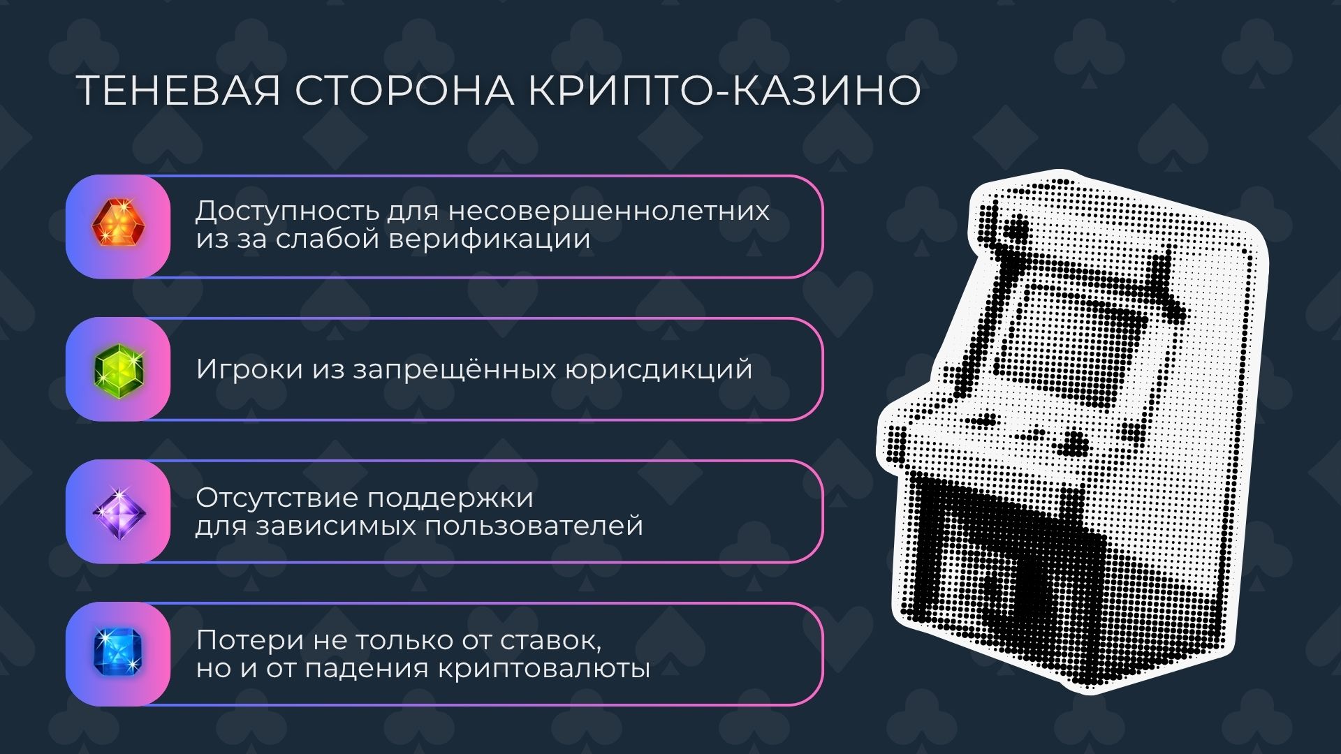 Список из ключевых рисков крипто казино