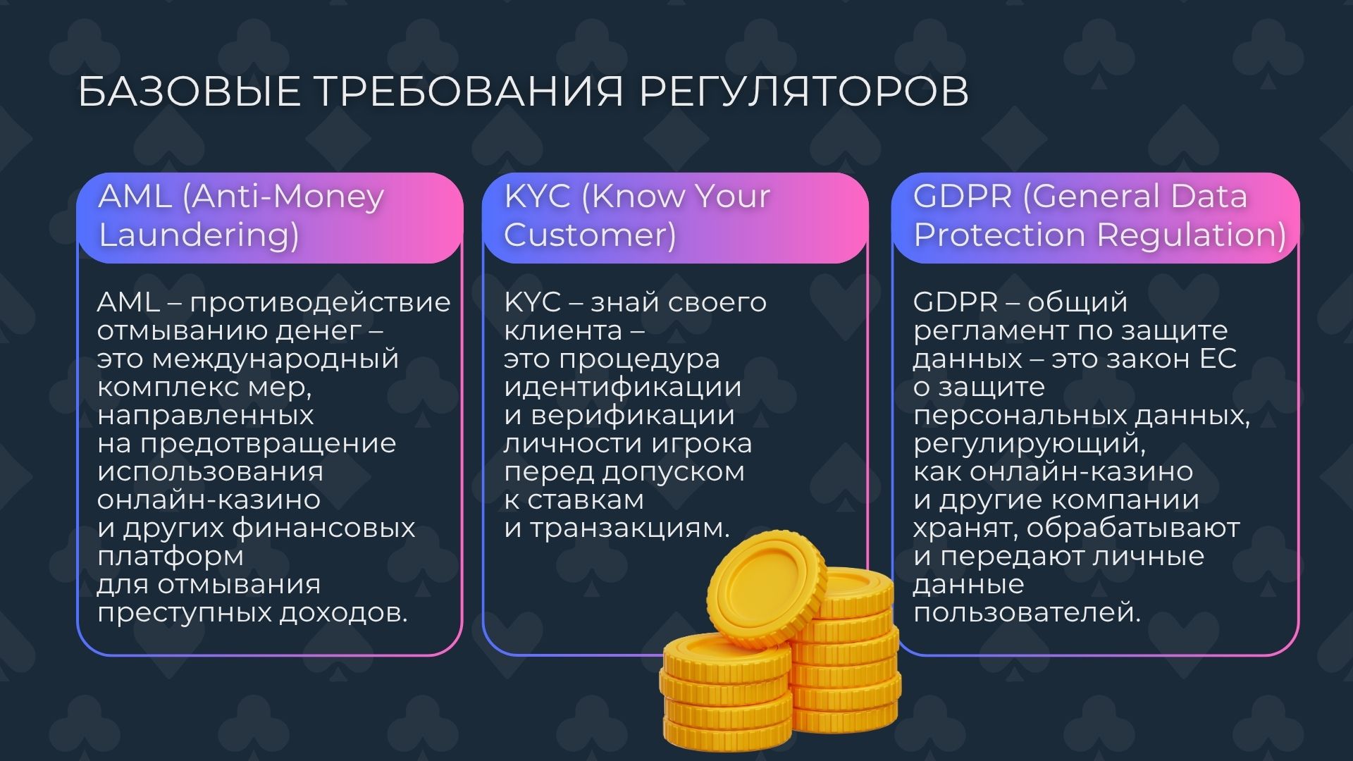 базовые требования регуляторов в онлайн казино
