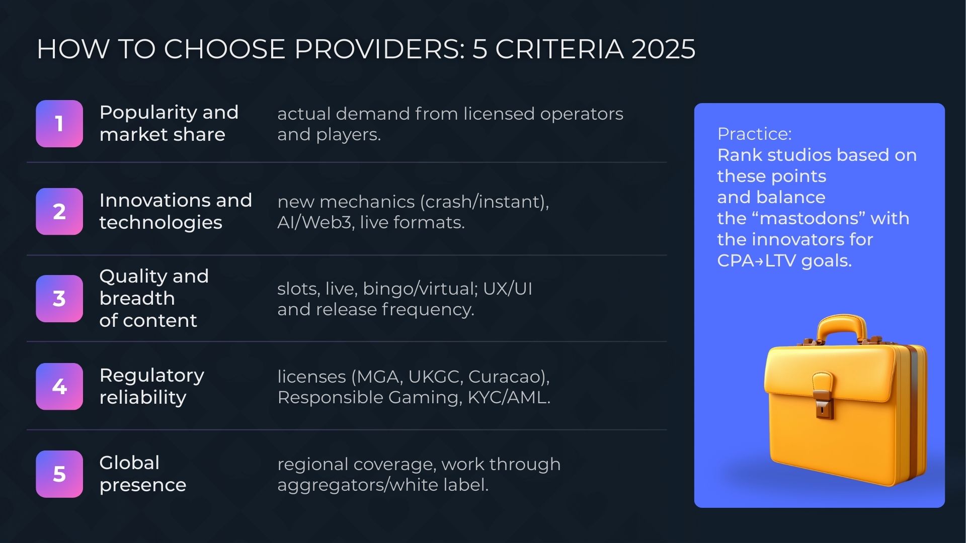 كيفية اختيار مزودي ماكينات السلوت: 5 معايير لعام 2025