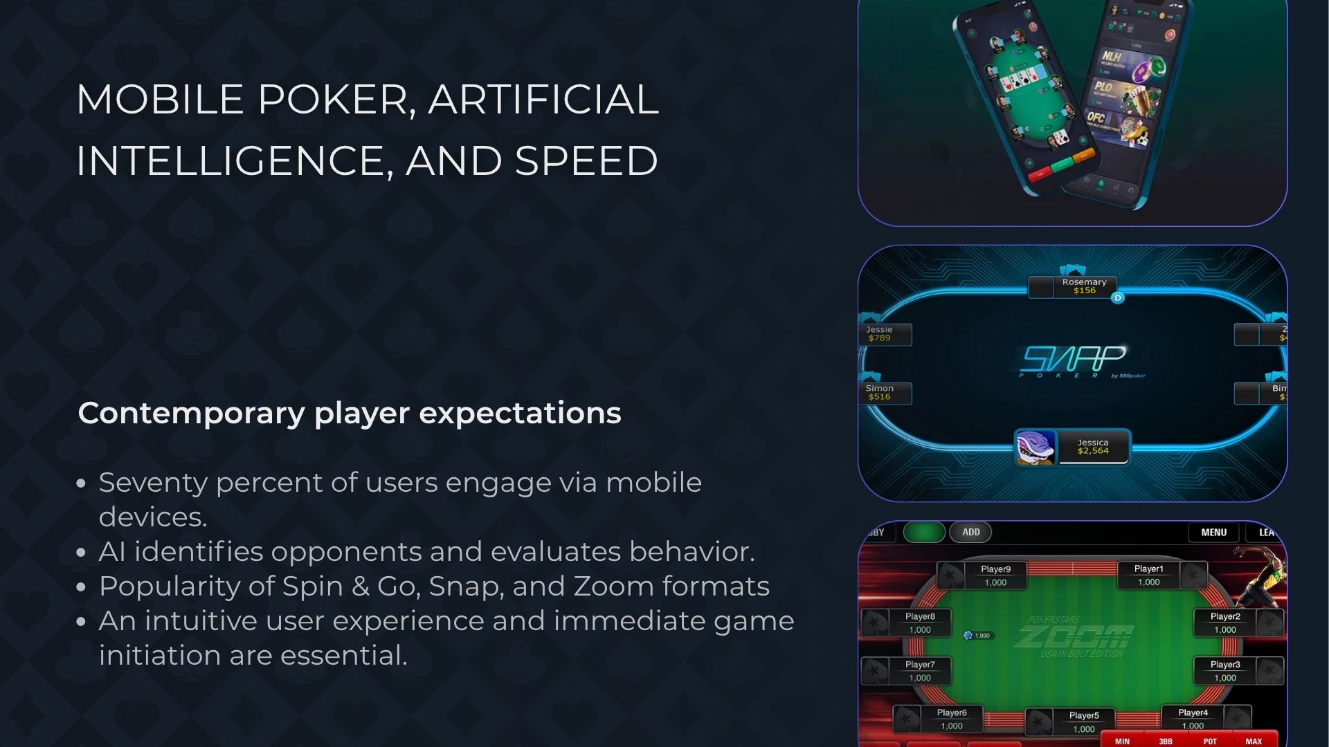 البوكر عبر الهاتف المحمول، الذكاء الاصطناعي، والسرعة