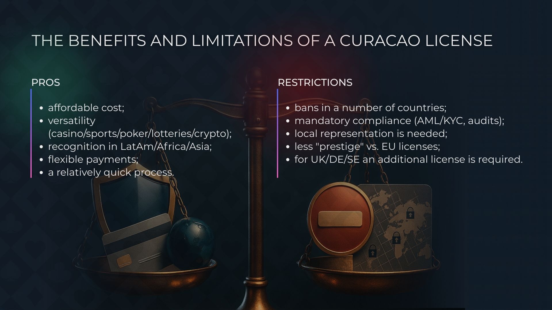 مزايا وعيوب رخصة القمار في كوراساو