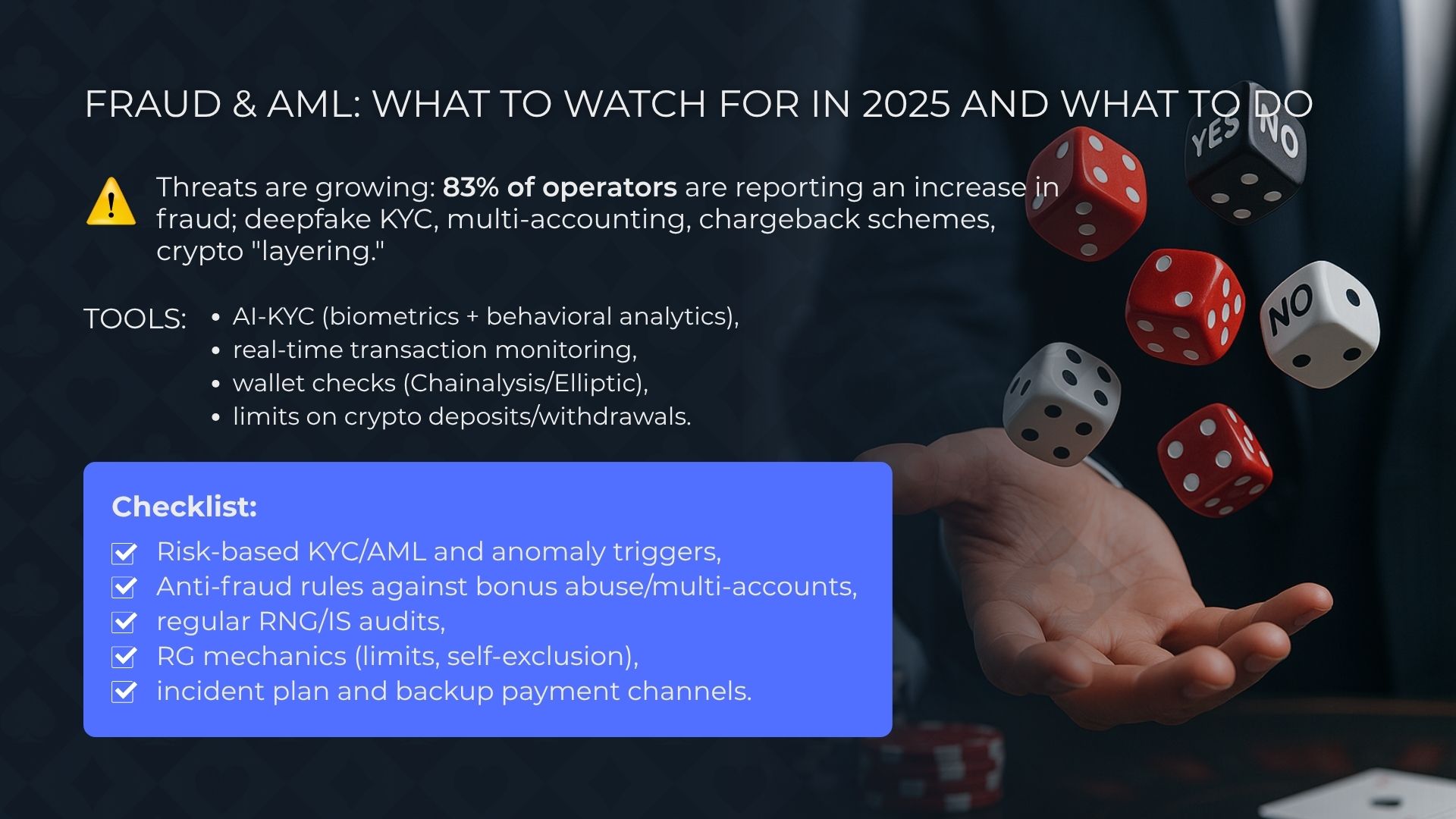 الاحتيال ومكافحة غسيل الأموال: أين يجب أن يركز مشغلو الكازينو في 2025